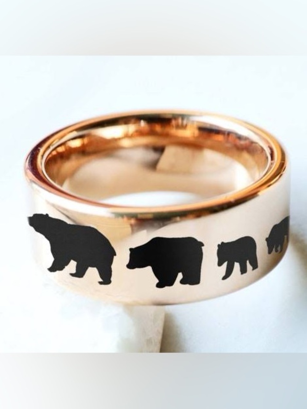 Gold Bear Silhouette Band Ring - Women Jewelry